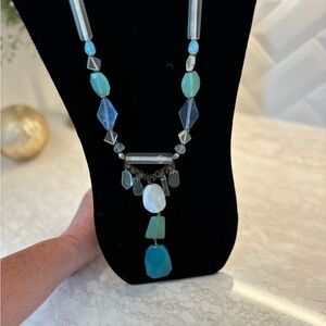 Chico’s sea glass like blue, green and white necklace.
